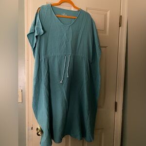 Cuddl Duds Teal Midi beach summer cover cotton dress